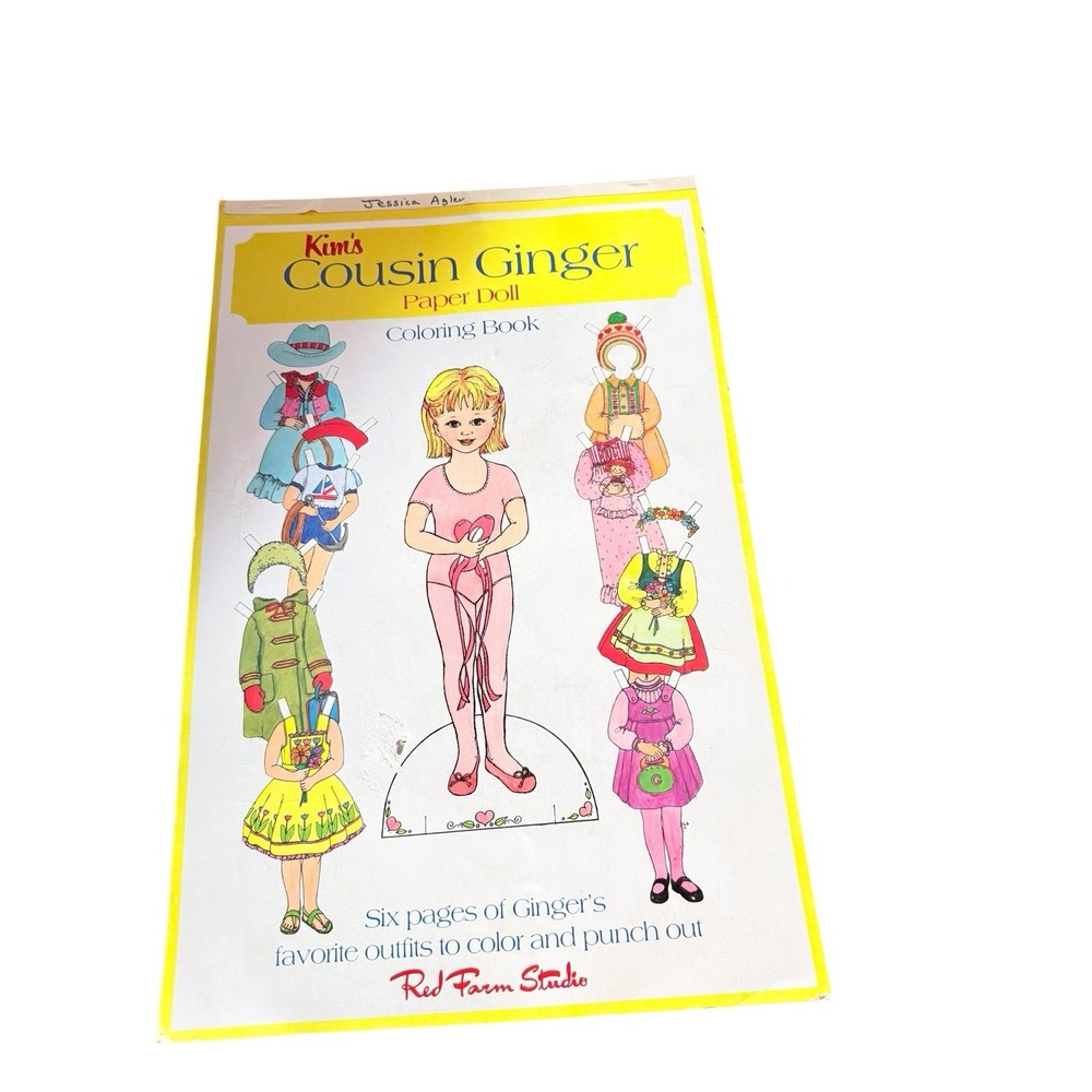 Vtg Kim's Cousin Ginger Paper Doll Coloring Book 1982 Red Farm Studios UNUSED